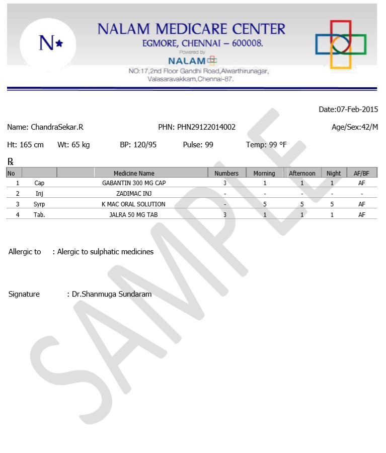 Nalam Prescription